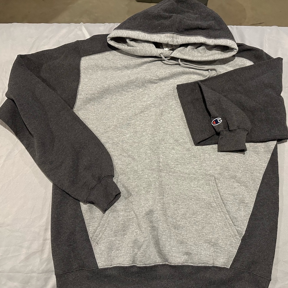 Champion Men's Gray and Black Colourblock Hoodie